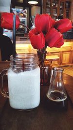 Close-up of flower vase on table