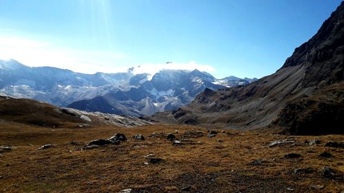 Scenic view of mountains against sky