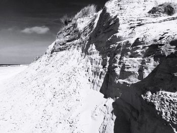 Low angle view of snow covered mountain