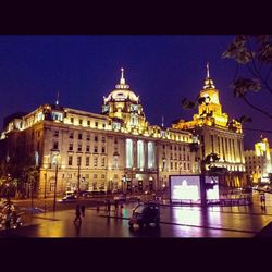 Illuminated city at night