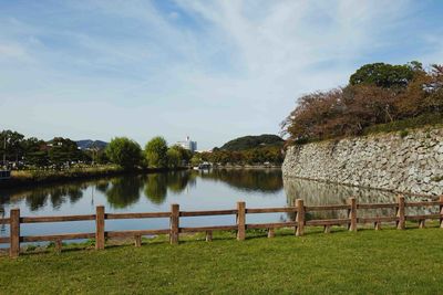 Scenic view of lake against sky