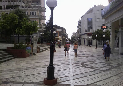 City street along buildings