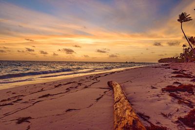 Scenic view of sea against dramatic sky