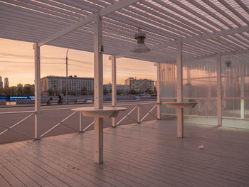 Reflection of sky on glass ceiling at sunset