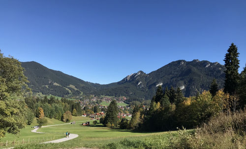 Scenic view of mountains against clear sky