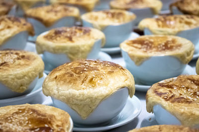 High angle view of breakfast on table