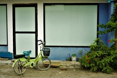 Bicycle on entrance of building