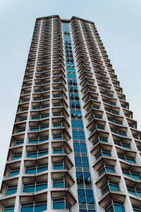 Low angle view of modern building against clear sky