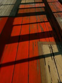 High angle view of shadow on floor