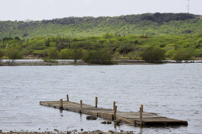 Scenic view of river by landscape