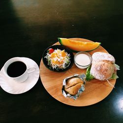 Close-up of food served on table