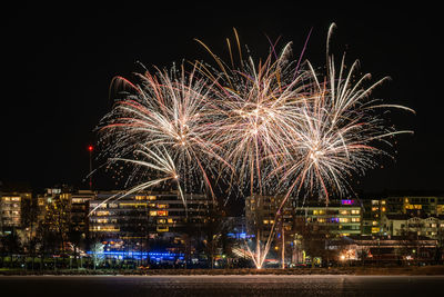 Firework display at night
