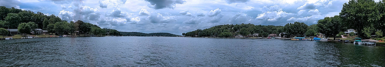 PANORAMIC VIEW OF SAILBOATS IN WATER AGAINST SKY