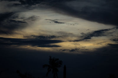 Low angle view of silhouette trees against sky at sunset