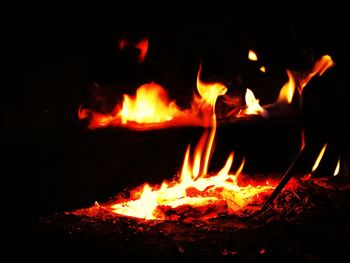 Close-up of bonfire at night