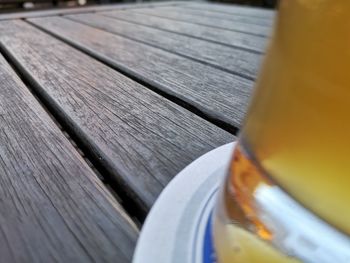 High angle view of drink on table