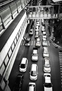 High angle view of cars on road