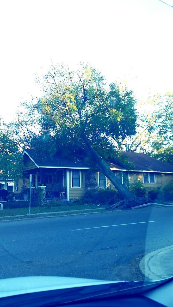 CAR ON ROAD AGAINST BUILDINGS