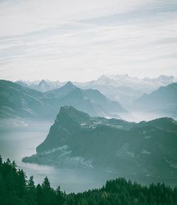 Scenic view of mountains against sky