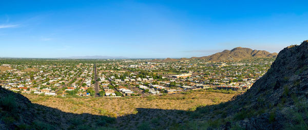 High angle view of townscape against sky