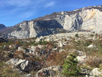 Scenic view of rocky mountains against sky