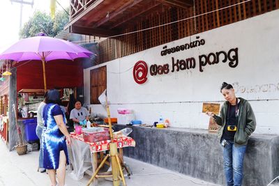 People standing in restaurant