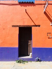 Closed door of building