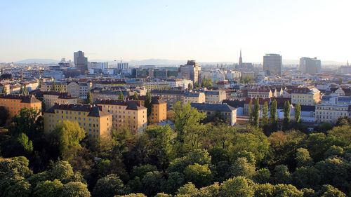 High angle view of buildings in city of vienna