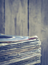 Close-up of books on table