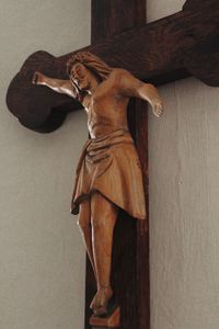 Close-up of statue against wall