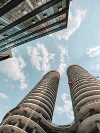 Low angle view of modern building against sky