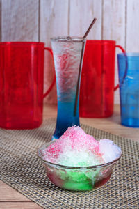 Close-up of ice cream on table