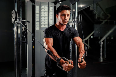 Man exercising in gym