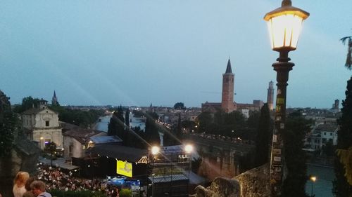 City lit up at dusk