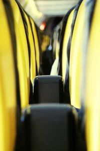 Close-up of yellow machine in car