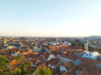 High angle view of townscape against sky