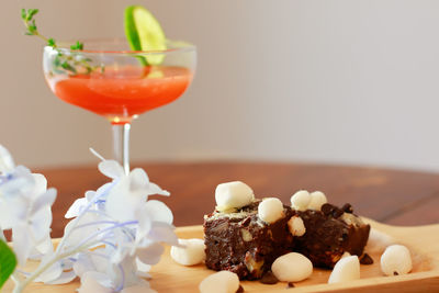 Close-up of ice cream on table