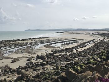 Scenic view of beach against sky