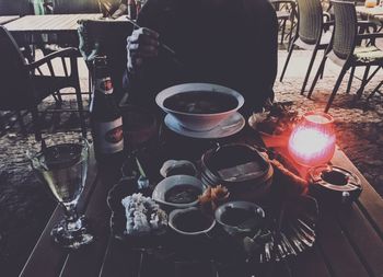 High angle view of tea on table