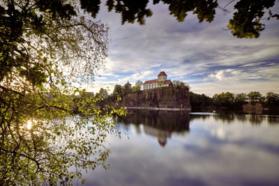 Reflection of building in lake