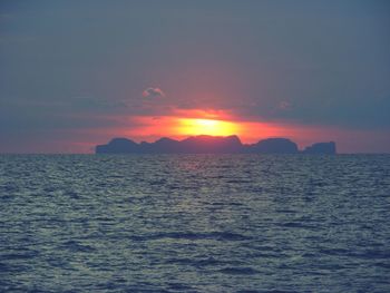 Scenic view of sea at sunset