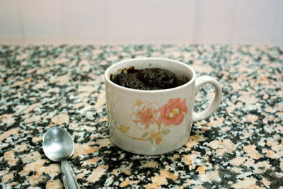 Close-up of black tea on table