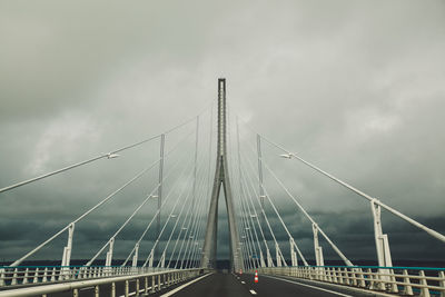 Normandy bridge against cloudy sky