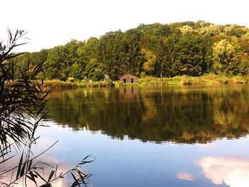 Scenic view of lake against sky