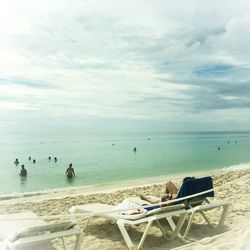 Scenic view of beach against sky