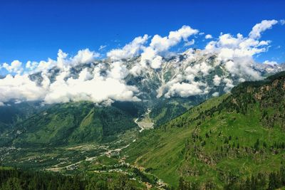 Scenic view of mountains against sky