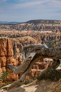 Aerial view of rock formations in desert