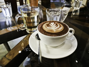 Coffee cup on table