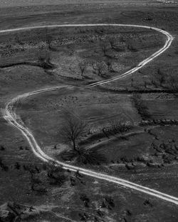 High angle view of road on land