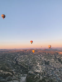 Hot air balloon flying in sky